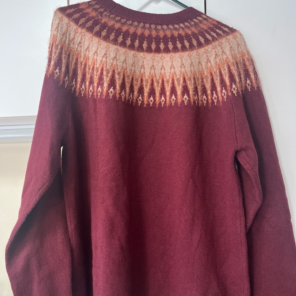 Style and Co Burgundy Knit Sweater with Patterned Yoke
Machine wash gentle cold - Picture 2 of 9